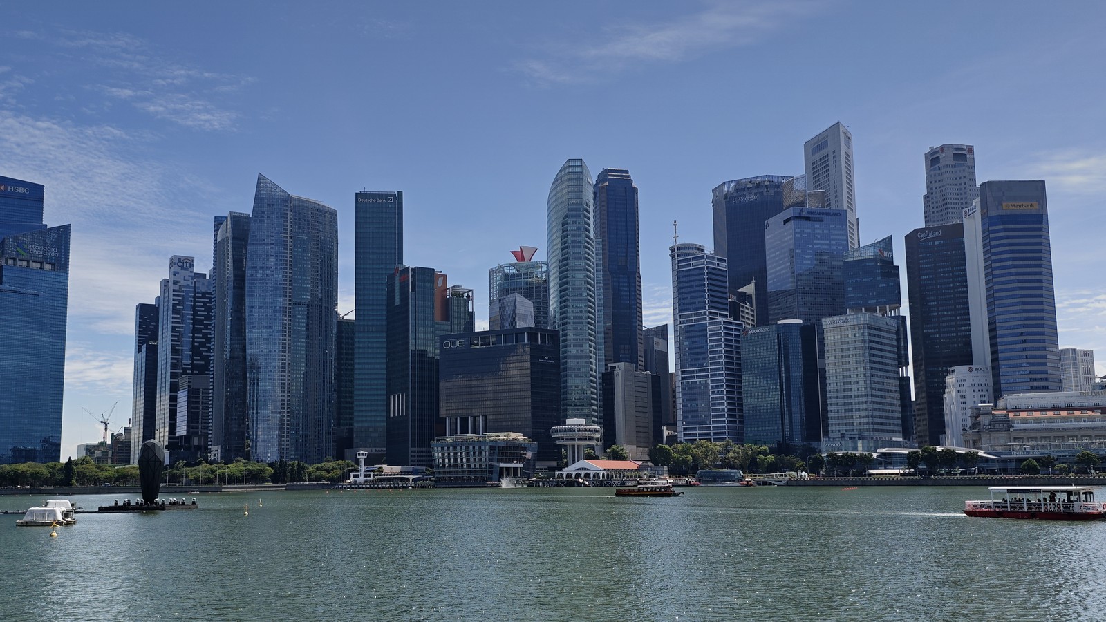 Singapore central business district skyline from the Marina Bay waterfront